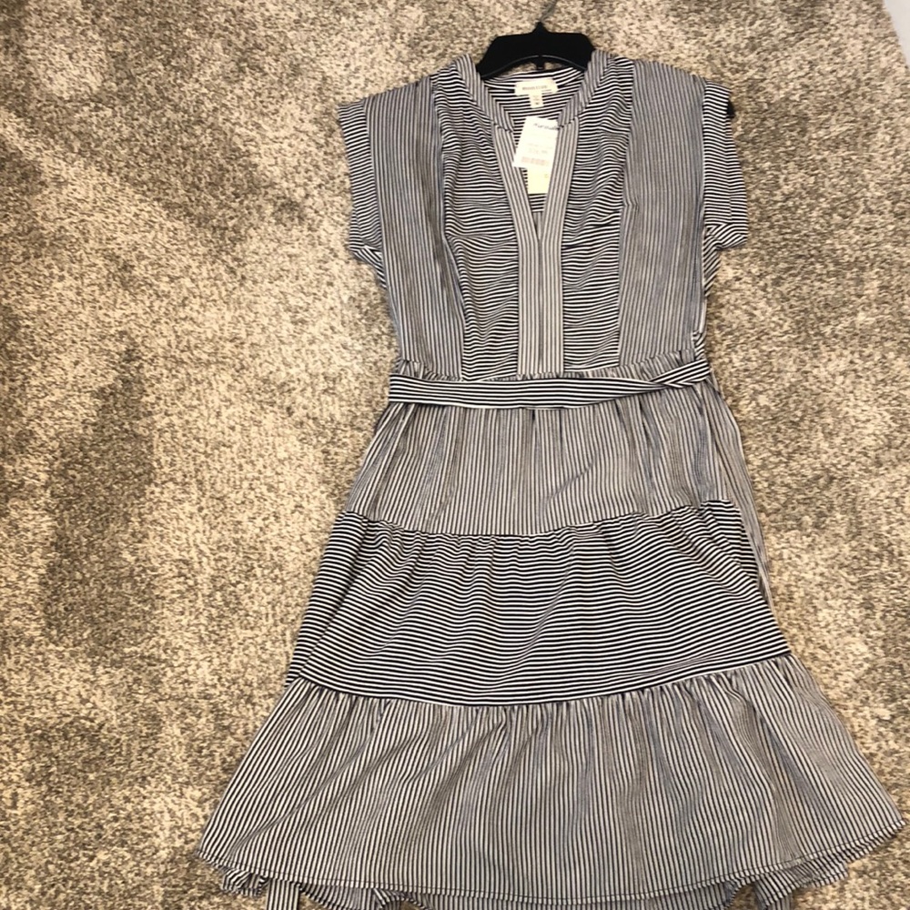 Blue and white stripe dress